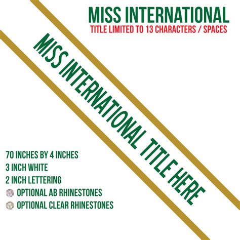 Miss International Embroidered Sash