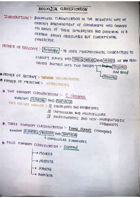 Solution Handwritten Notes Biological Classification Studypool