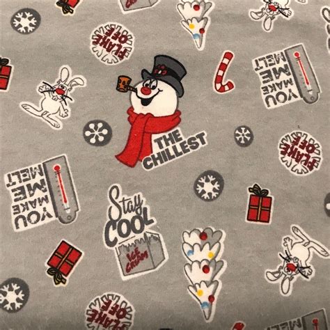 Christmas Frosty the Snowman Flannel Print Fabric by the Yard FBTY Fat ...