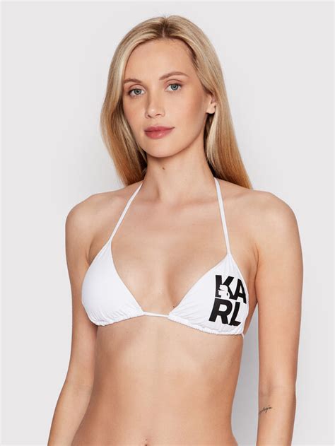 KARL LAGERFELD Bikini Oberteil Printed Logo KL22WTP01 Weiß Modivo de