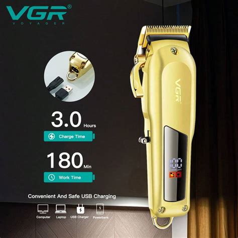 VGR Máquina de Cortar Cabelo Profissional VGR sem Fio Exibição