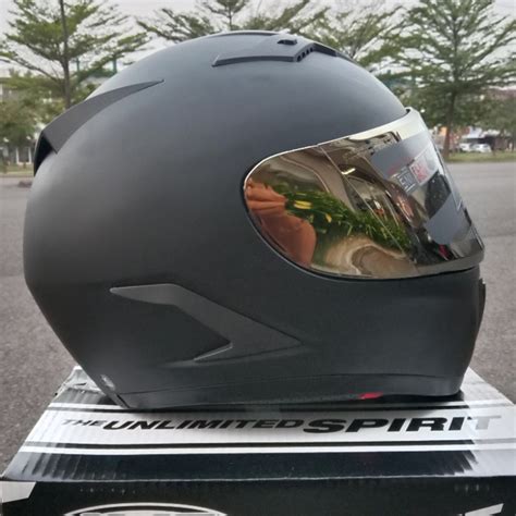 Njs Shadow Solid Double Visor Free Kaca Helm Full Face Helmjabodetabek