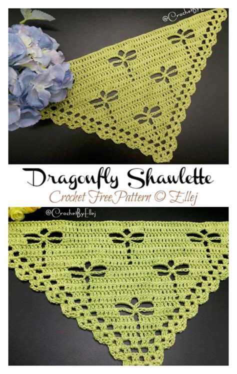 Dragonfly Shawlette Crochet Free Pattern Video Crochet Knitting