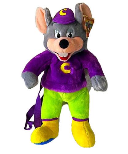 Vintage 2000 Chuck E Cheese Plush Backpack Rare 18 Purple And Green