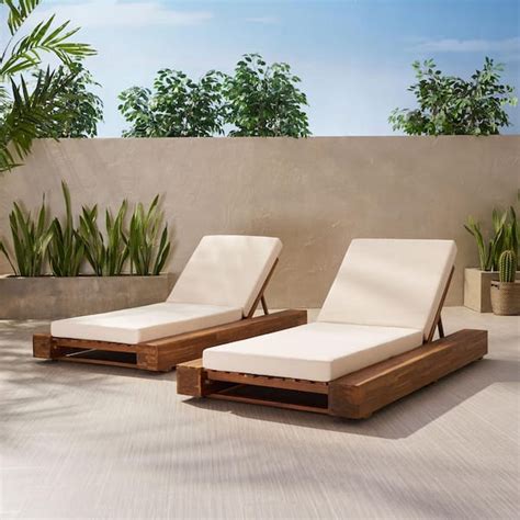 Noble House Broadway Teak Brown Removable Cushions Wood Outdoor Patio