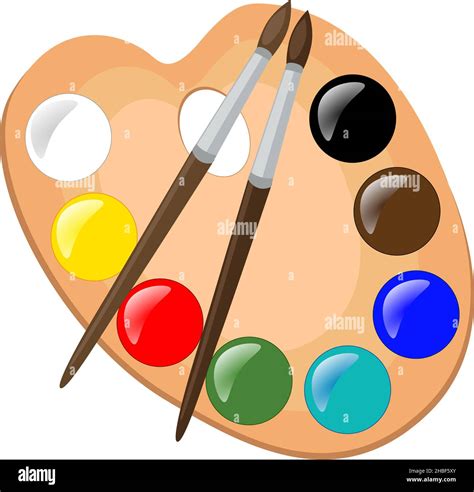 Paint Palette With Brushes Vector Illustration Stock Vector Image