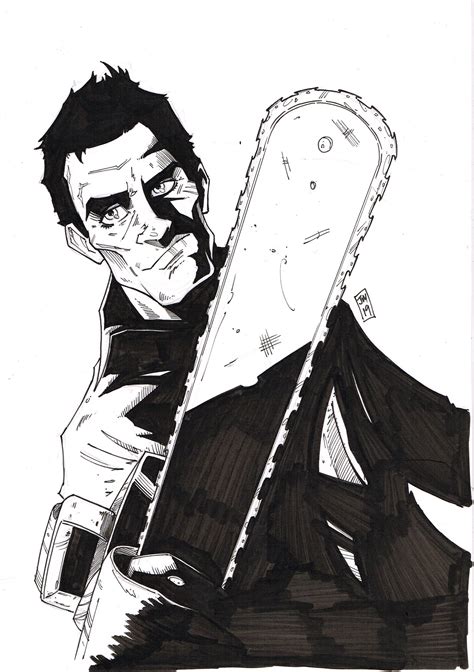 Ash Williams Evil Dead A4 Ink Drawing Horror Original Art Etsy