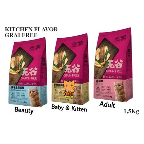 Jual Kitchen Flavor Makanan Kucing Grain Free Cat Food Adult Kitten