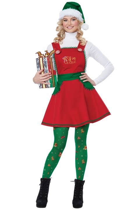 Elf In Charge Adult Costume In Red And Green Walmart Walmart