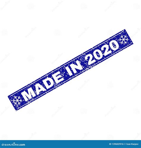 Made In Grunge Rectangle Stamp Seal With Snowflakes Stock Vector