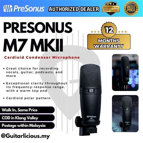 PreSonus M7 MKII Cardioid Condenser Microphone For Vocals Guitar