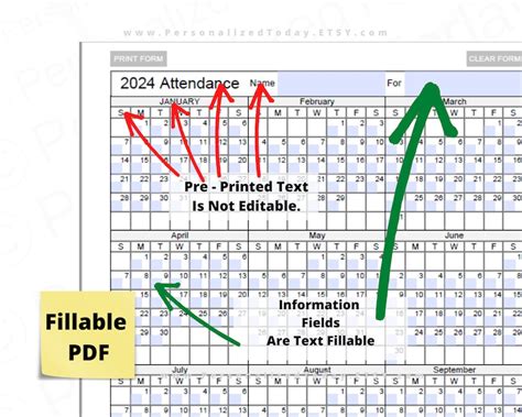 2024 Attendance Calendar Template Free Blinni Delilah