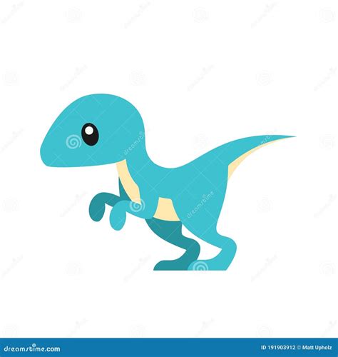 Cute Velociraptor Vector Illustration on White Stock Vector - Illustration of background, blue ...