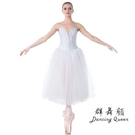 Professional Romantic Long Tutu Camisle Spandex Bodice Performance Ballet Dancewear Ballerina