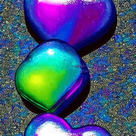 Oil Drop Iridescent Bubble Hearts Crystal Pastel Rainbow D Photograph