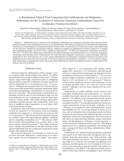 PDF A Randomized Clinical Trial Comparing Oral Azithromycin And