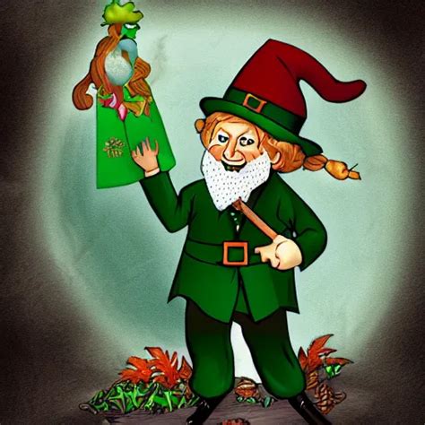 A Happy Wizard Leprechaun Digital Art Stable Diffusion Openart