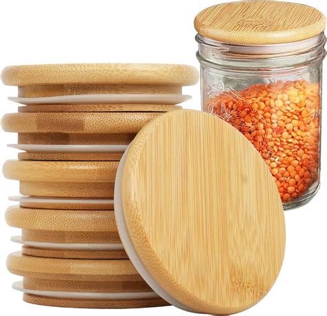 Amazon Jsatful Mason Jar Bamboo Lids Mm Inch Natural Wooden