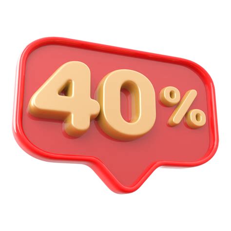 Icon Number 40 Percent 3d 11298058 Png