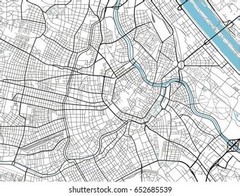 Black White Vector City Map Budapest Stock Vector Royalty Free