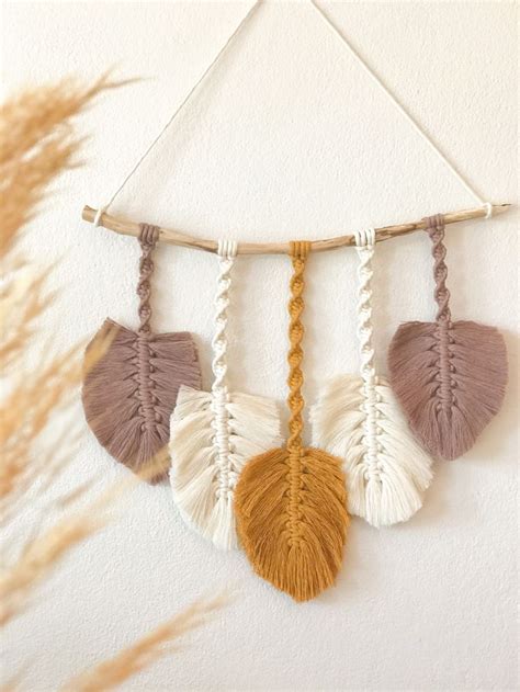 Macrame leaf wall hanging Makrome yaprak duvar süsü Makrome duvar