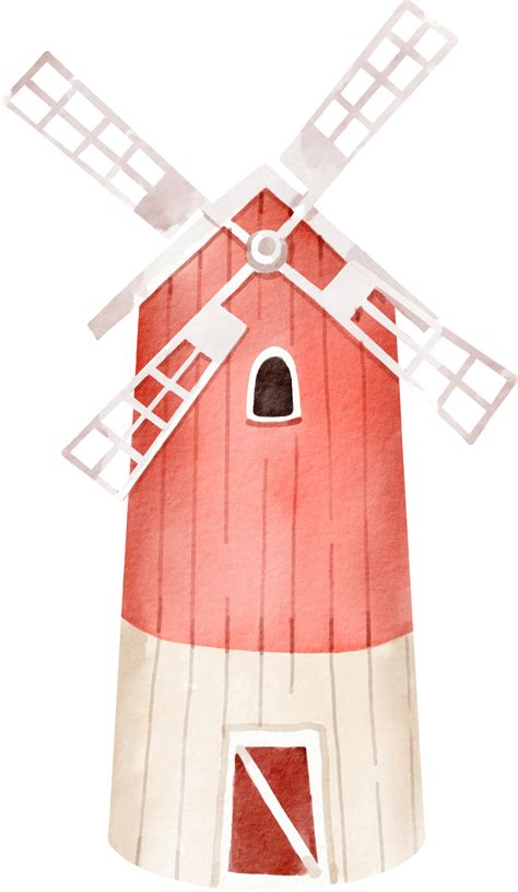 Watercolor Windmill Farm 23411760 PNG