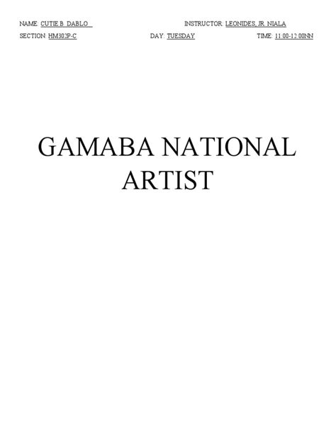 Gamaba National Artist Pdf