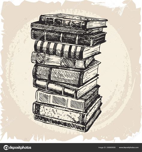 Stack Books Isolated White Hand Drawn Sketch Vector Illustration Doodle