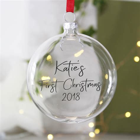 Baby S First Christmas Personalised Glass Bauble By Olivia Morgan Ltd