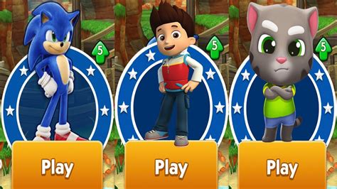 Sonic Dash Vs Paw Patrol Rayder Run Vs Talking Tom Gold Run All