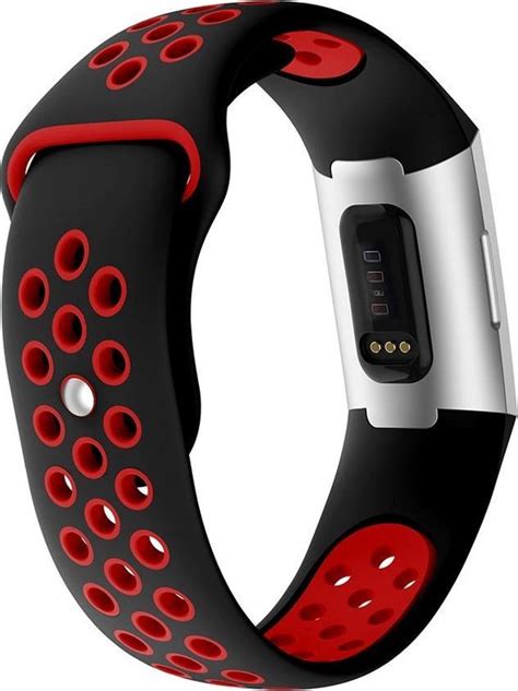 By Qubix Fitbit Charge Siliconen Dot Bandje Rood Zwart