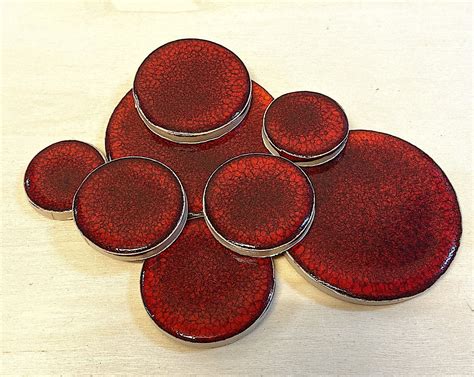 Deep Red Ceramic Circles For Mosaic 8 Pieces Etsy