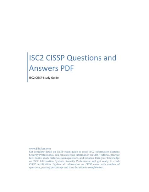 Ppt Isc2 Cissp Questions And Answers Pdf Powerpoint Presentation