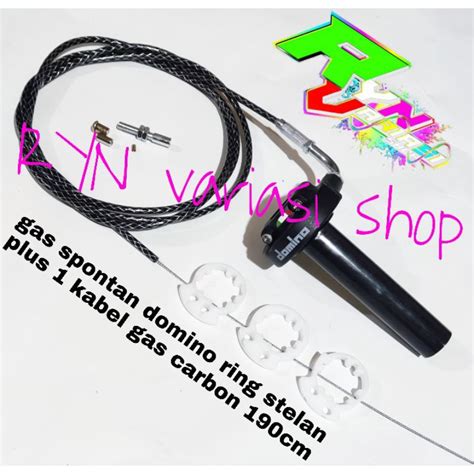 Jual Slongsong Gas Spontan Domino Ring Plus 1 Kabel Gas Carbon Serat