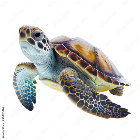 ภาพประกอบสต็อก Sea turtles are swimming on a transparent background ...