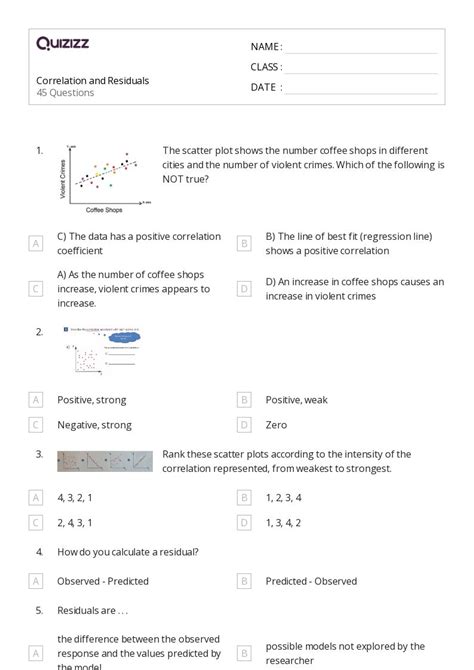 50 Correlation And Coefficients Worksheets On Quizizz Free And Printable