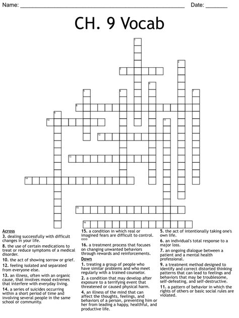 CH 9 Vocab Crossword WordMint