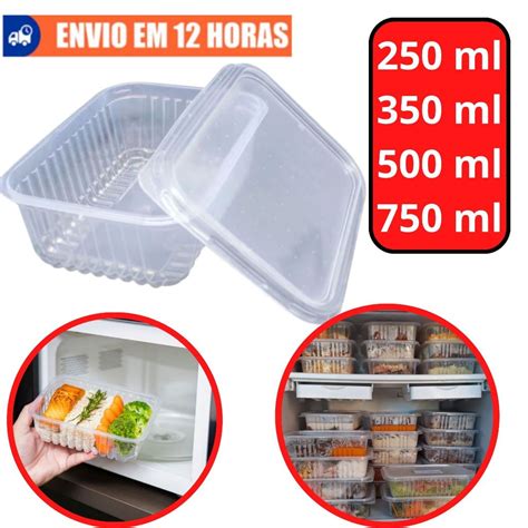 Kit Potes Para Marmitas Embalagem Descart Vel Retangular Para