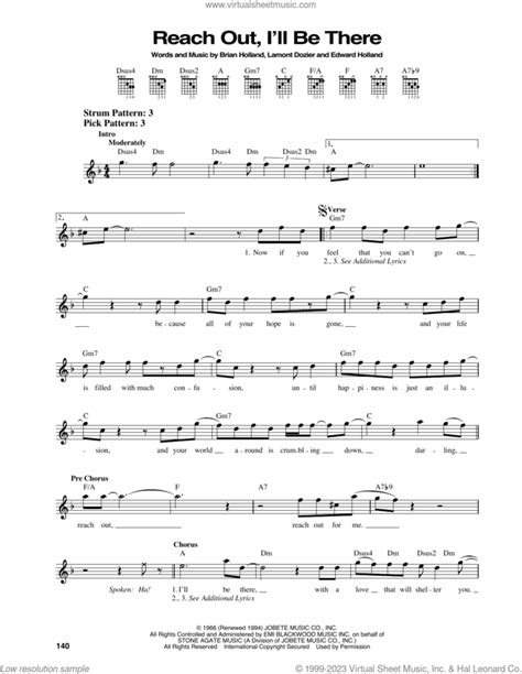 Reach Out I Ll Be There Sheet Music For Guitar Solo Chords