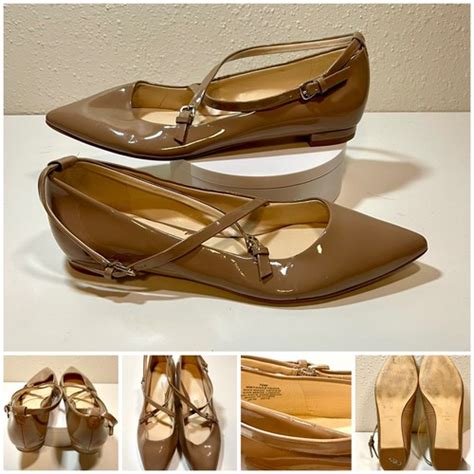 Nine West Nude Camel Womens Size M Flat Pointed Toe Shoes Strap