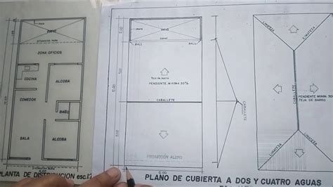 Dibujo T Cnico Arquitect Nico Plano De Techo A Dos Y Cuatro Aguas