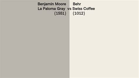 Benjamin Moore La Paloma Gray 1551 Vs Behr Swiss Coffee 1012 Side