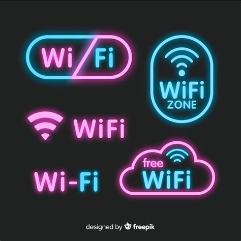 Free Vector | Neon free wifi sign collection