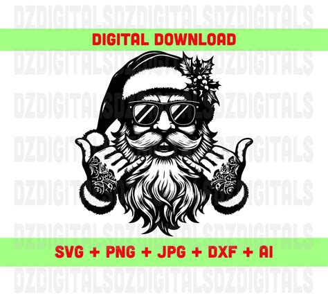 Shaka Santa Christmas Svg Hawaiian Santa Claus Svg Christmas Svg