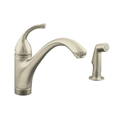 Kohler Forte Vibrant Brushed Nickel 1 Handle Deck Mount Low Arc Streamspray Kitchen Faucet At