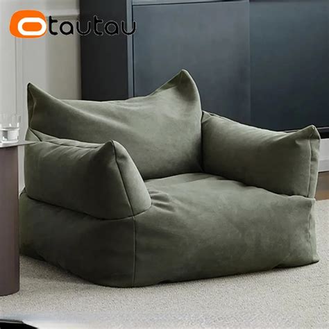 OTAUTAU Waterproof Suede Single Sofa Bean Bag Cover Without Filler