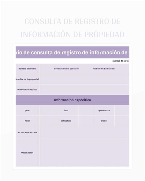 Constan Registro - Plantilla de Excel Consulta De Registro De Información De Propiedad y ...