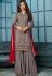 Grey Georgette Embroidered Sharara Style Pakistani Suit