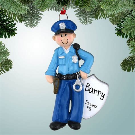 Policeman With Badge Personalized Ornaments Police Free Shipping