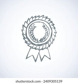 Medal Vector Drawing Sign Icon Stock Vector Royalty Free 2409305139